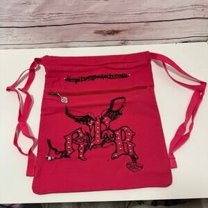 RED Authentic Pigment Canvas RTB Real Tough B itch Cinch Sack Biker Backpack